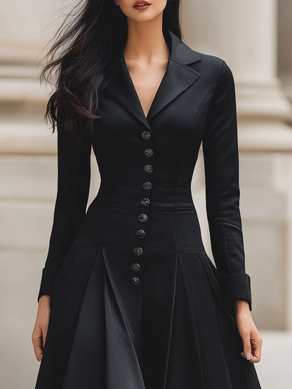 Elegant Button Front Tailored Maxi Dress