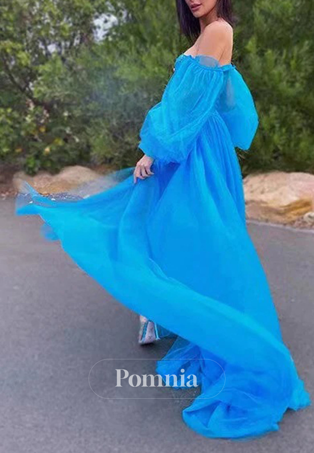 Blue Jay Long Sleeves Off-Shoulder Short Homecoming Dress