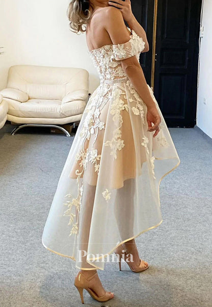 Simple Floral Appliques Sleeveless Short Homecoming Dress