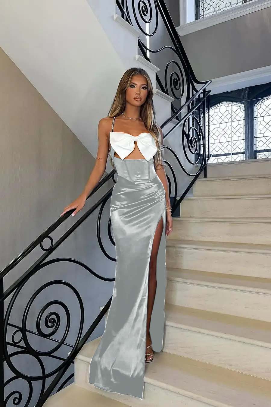 Spaghetti Strap Sleeveless Long Mermaid Prom Dress With Split