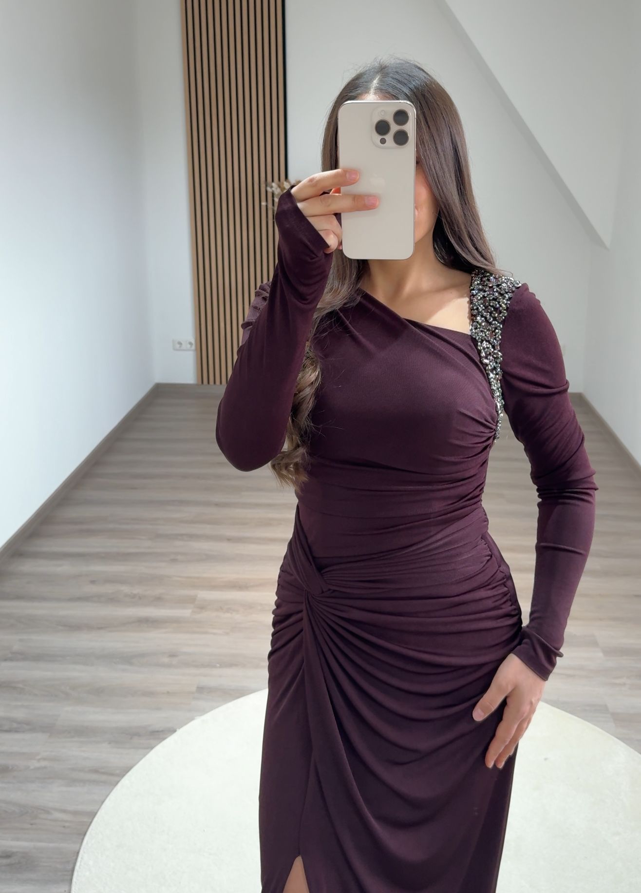 Charming A-Line Long Sleeves V-Neck Corset Evening Dress