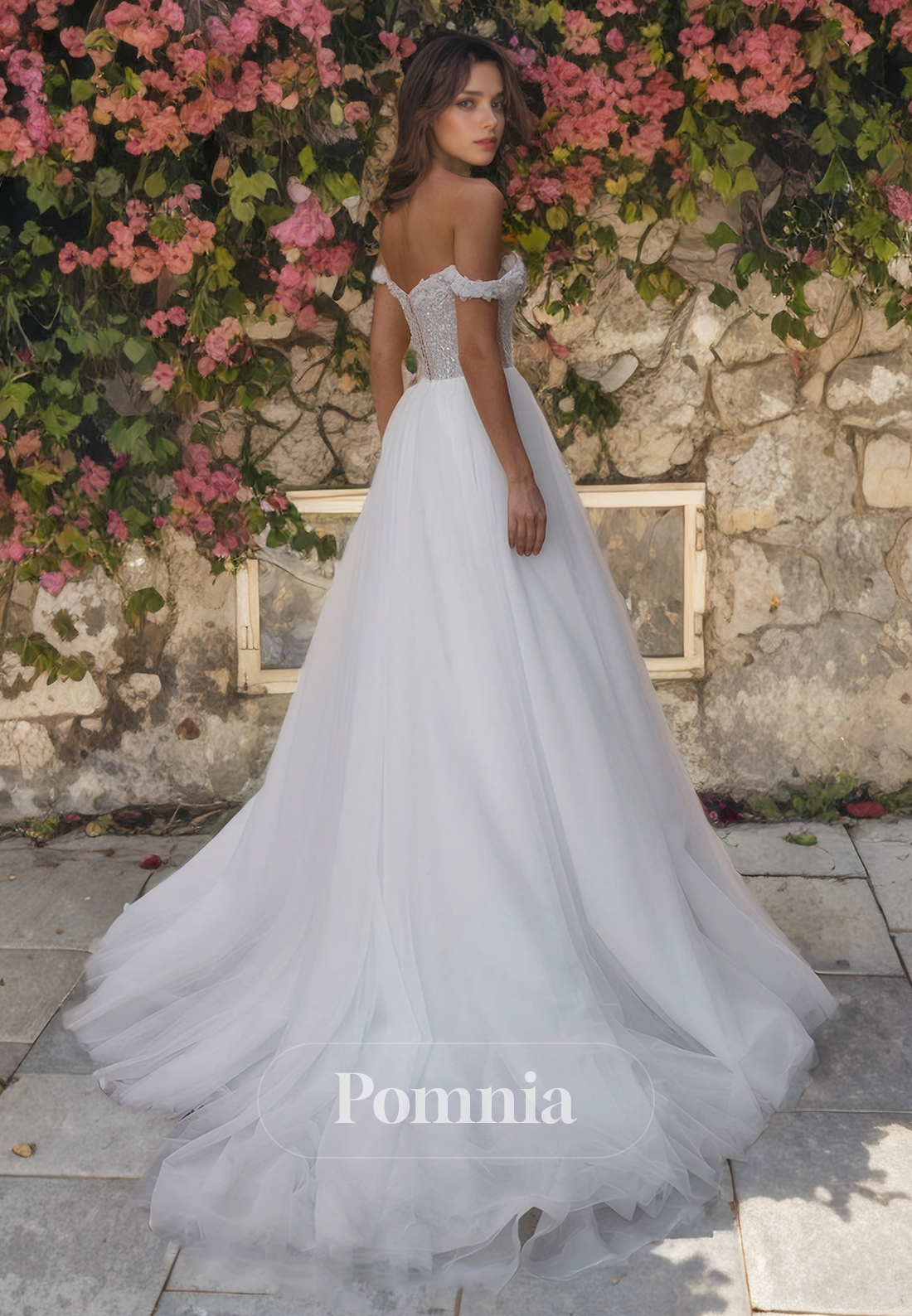 A-Line Off-Shoulder Sweetheart Appliques Empire-Waist Long Boho Wedding Dress