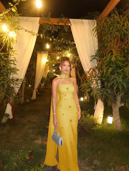 Strapless Sleeveless Long Mermaid Prom Dress With Ruffles