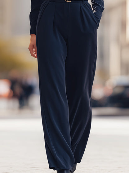 Tailored Belted Long-Sleeve Jumpsuit For Modern Women
