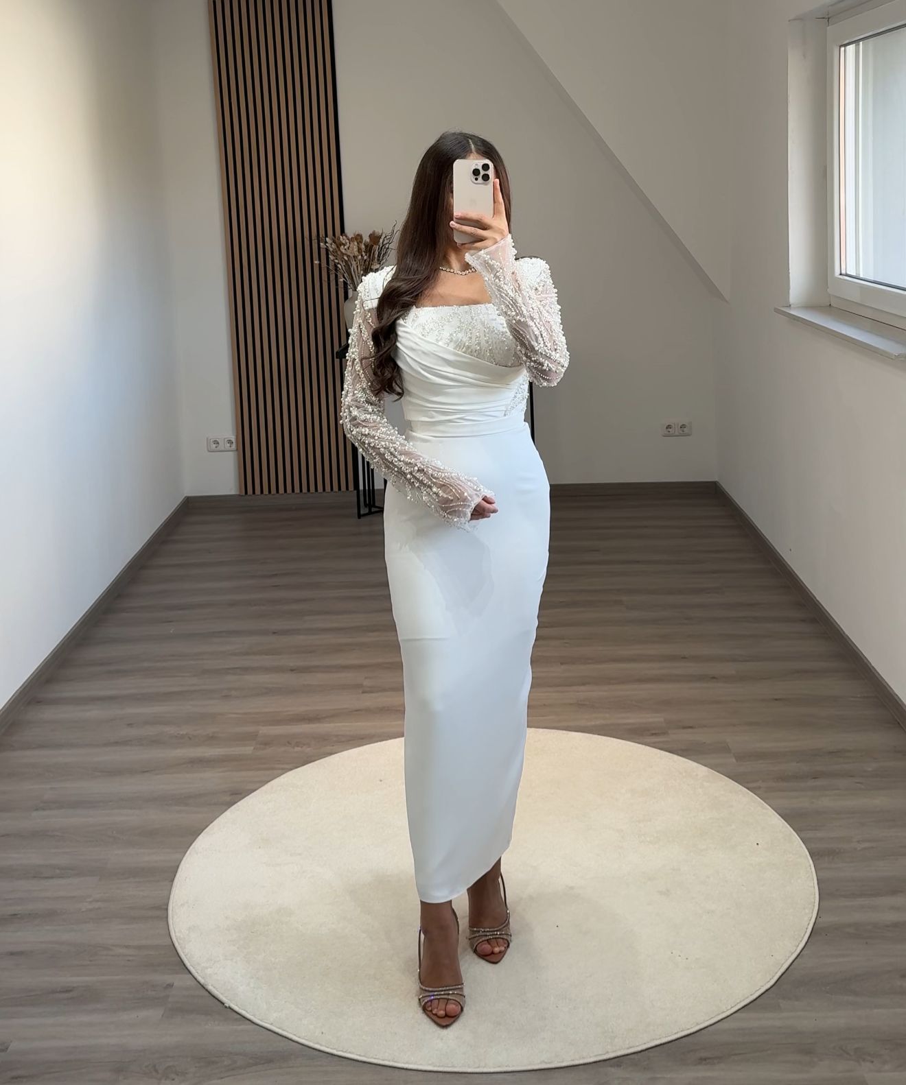 Long Sleeves V-Neck Sequins Corset Mermaid Evening Dress