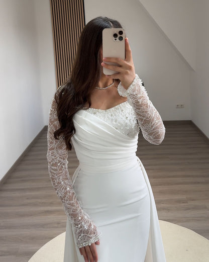 Cape High Neck Ruched Corset Evening Dress