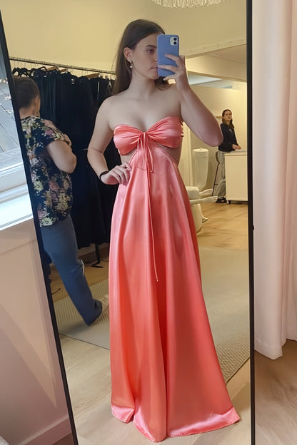 Sexy Pink Sweetheart Cutouts Long Party Dress