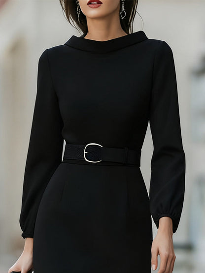 Minimalist Black Dress For Business & Evening Wear