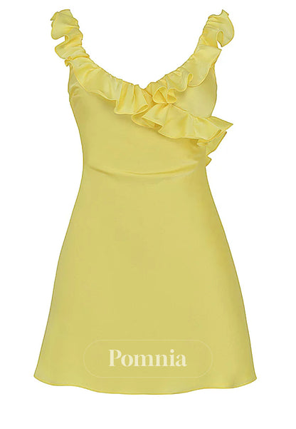 Pretty Sheath V Neck Yellow Short Homecoming Dress