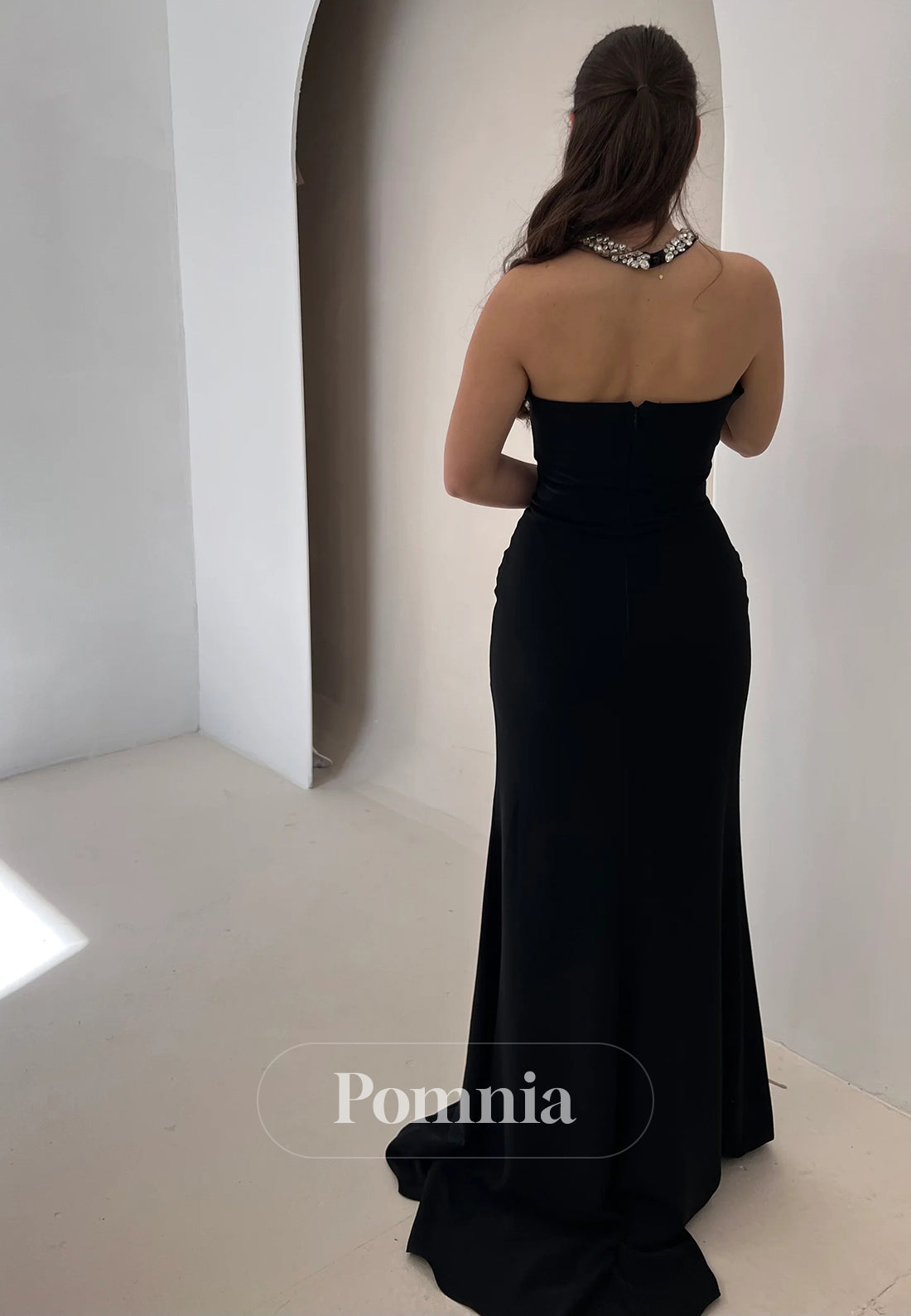 Black Halter Sleeveless Sequins A-Line Prom Dress