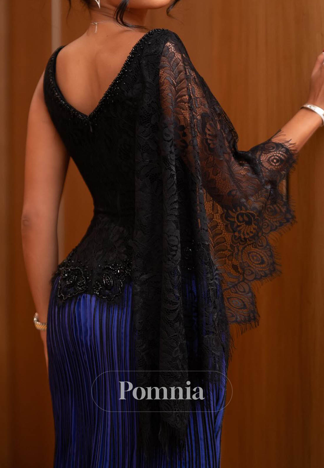 Simple One Shoulder Empire-Waist Evening Dress