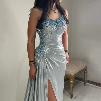 One-Shoulder Beaded Mermaid Luxury Dubai Evening Gown