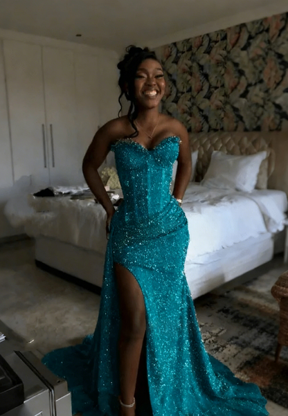 Orange Mermaid Long Prom Dress Evening Party Dresses