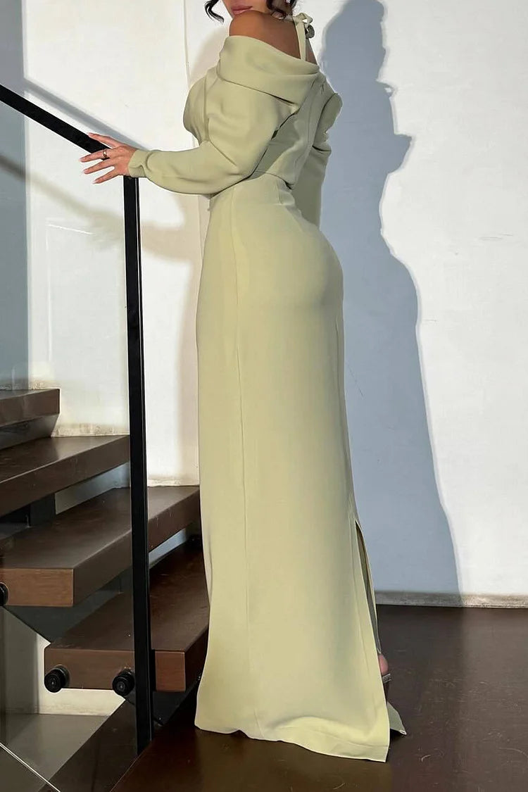 Tie Up Halter Neck Solid Color Cinch Waist Party Maxi Dresses