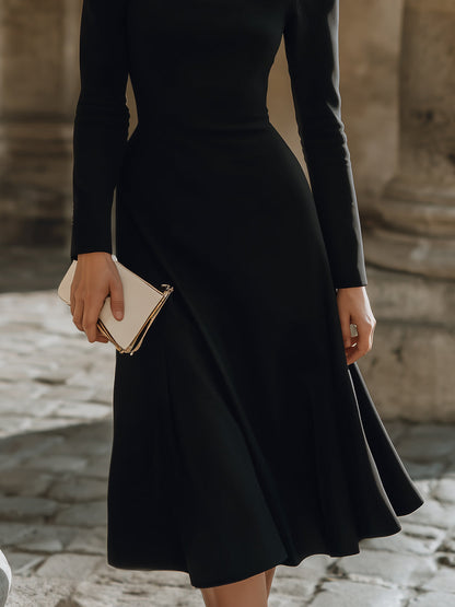 Black And White Off-Shoulder A-Line Dress