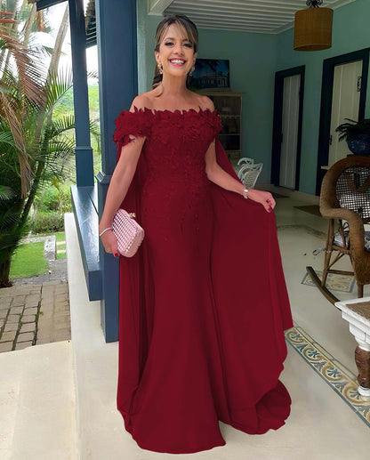 Off the Shoulder Sleeveless Long Mermaid Prom Dress With Appliques