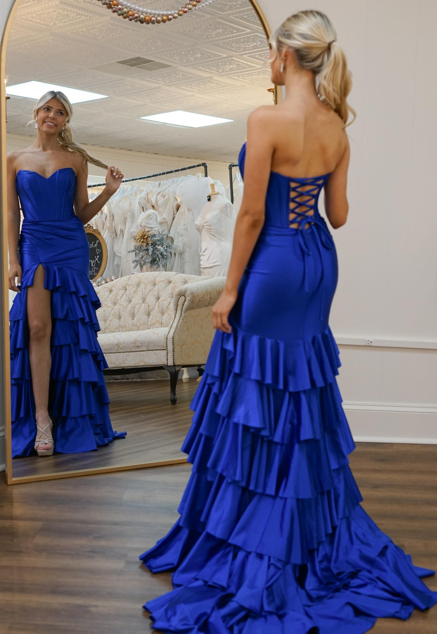 Sweetheart Satin Women's Prom Dresses Long Mermaid Evening Dresses