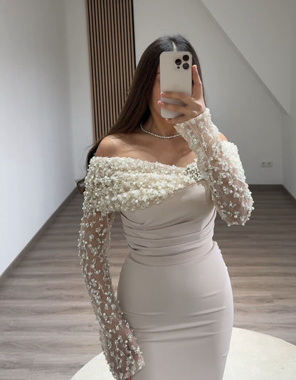 Pleats Cap Sleeves Prom Dress with Corset Evening Party Dress