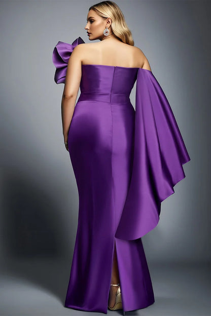 Formal Black Elegant Off The Shoulder 3D Bodycon Satin Maxi Dress