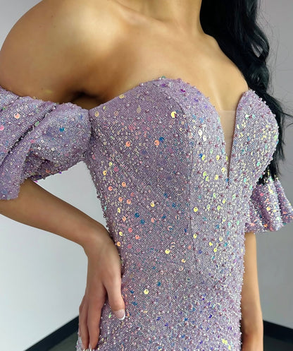 Mermaid Glittery Sequin Beaded Prom Dresses Long Sweetheart Party Dresses
