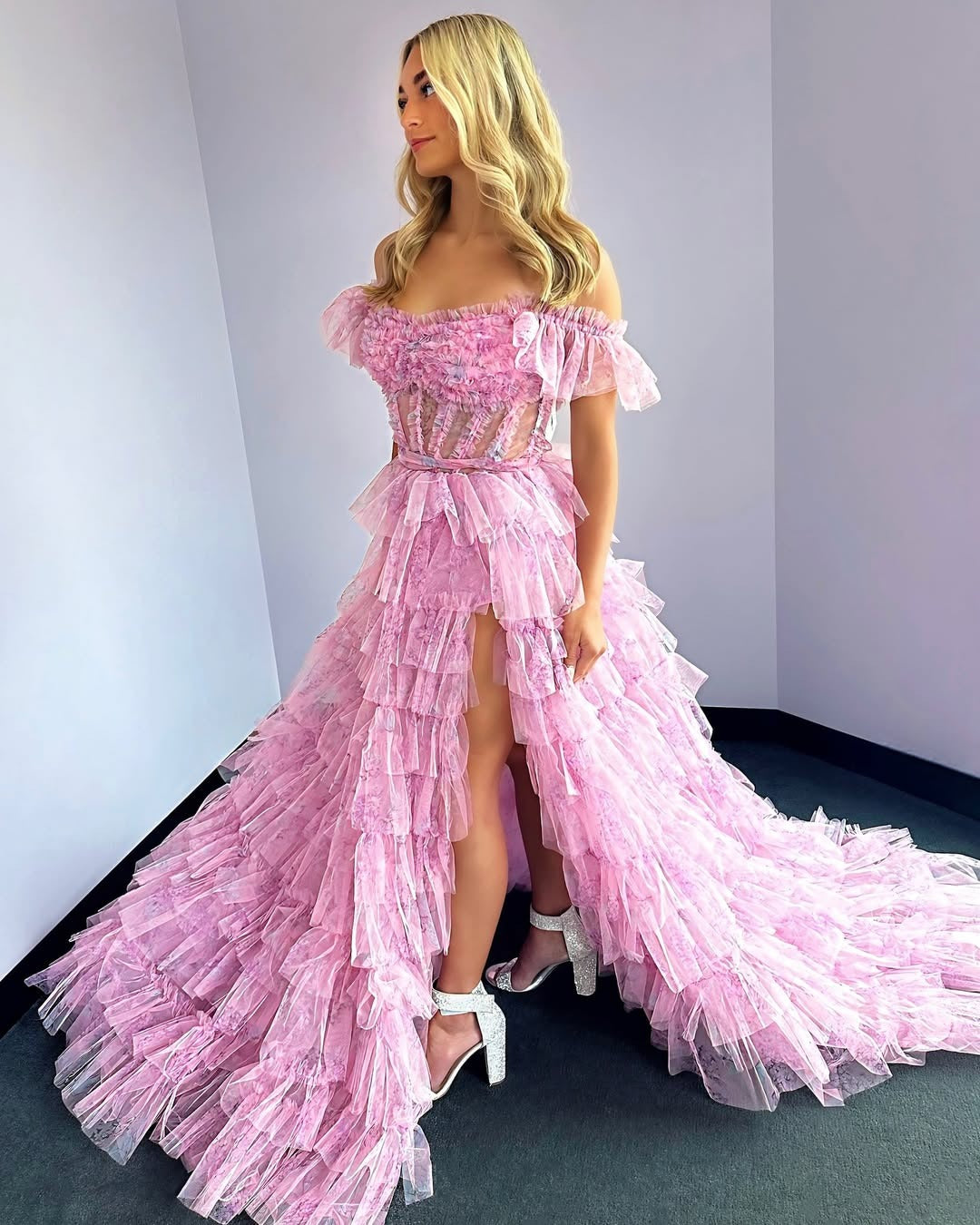 Women's A Line Prom Dresses Long Evening Gowns Corset Floral Party Dresses