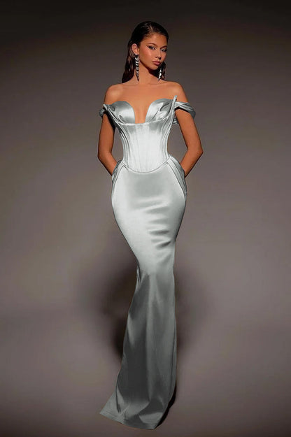 Vintage Gold Mermaid Prom Dress Off-the-Shoulder with Retro