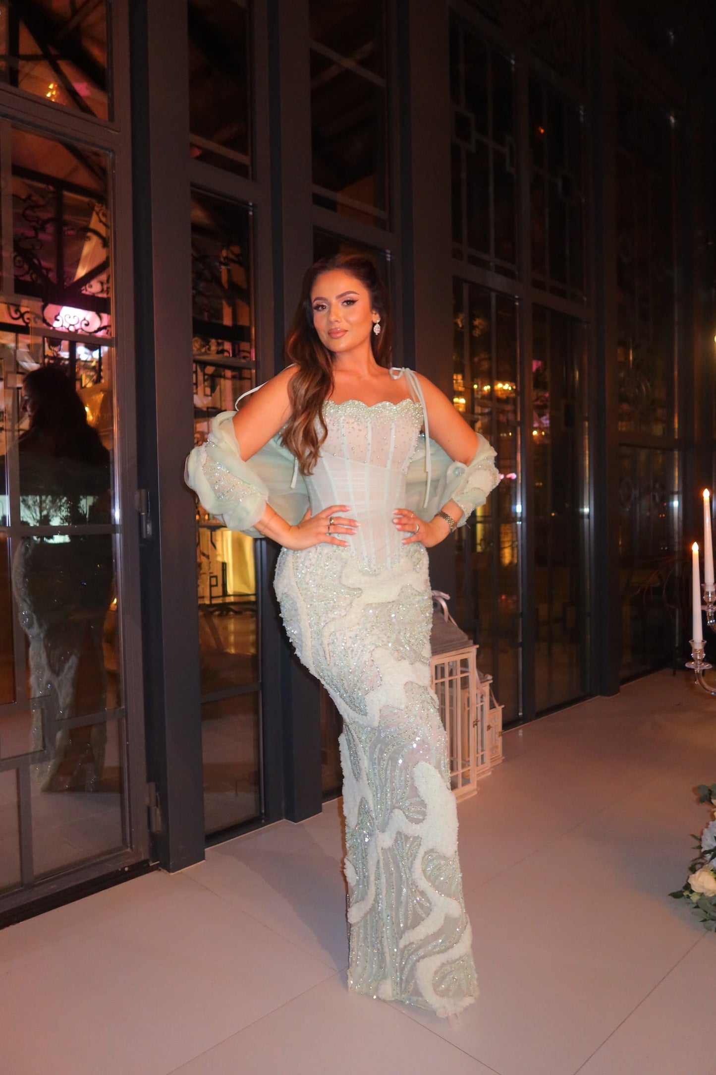 Seafoam Crystal Corset Gown
