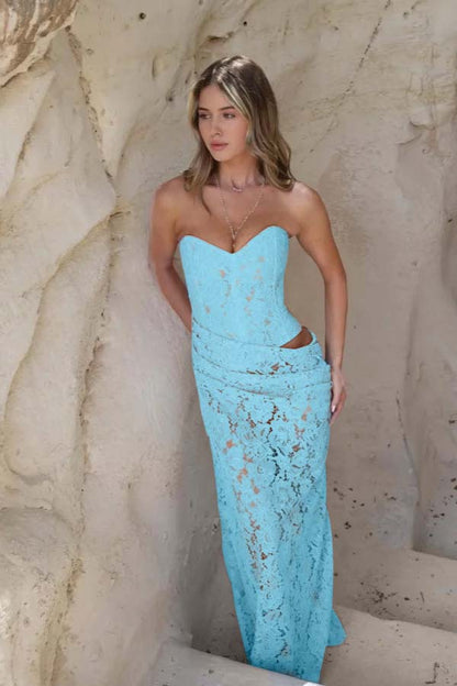Sweetheart Strapless Sleeveless Long Mermaid Prom Dress With Pleated