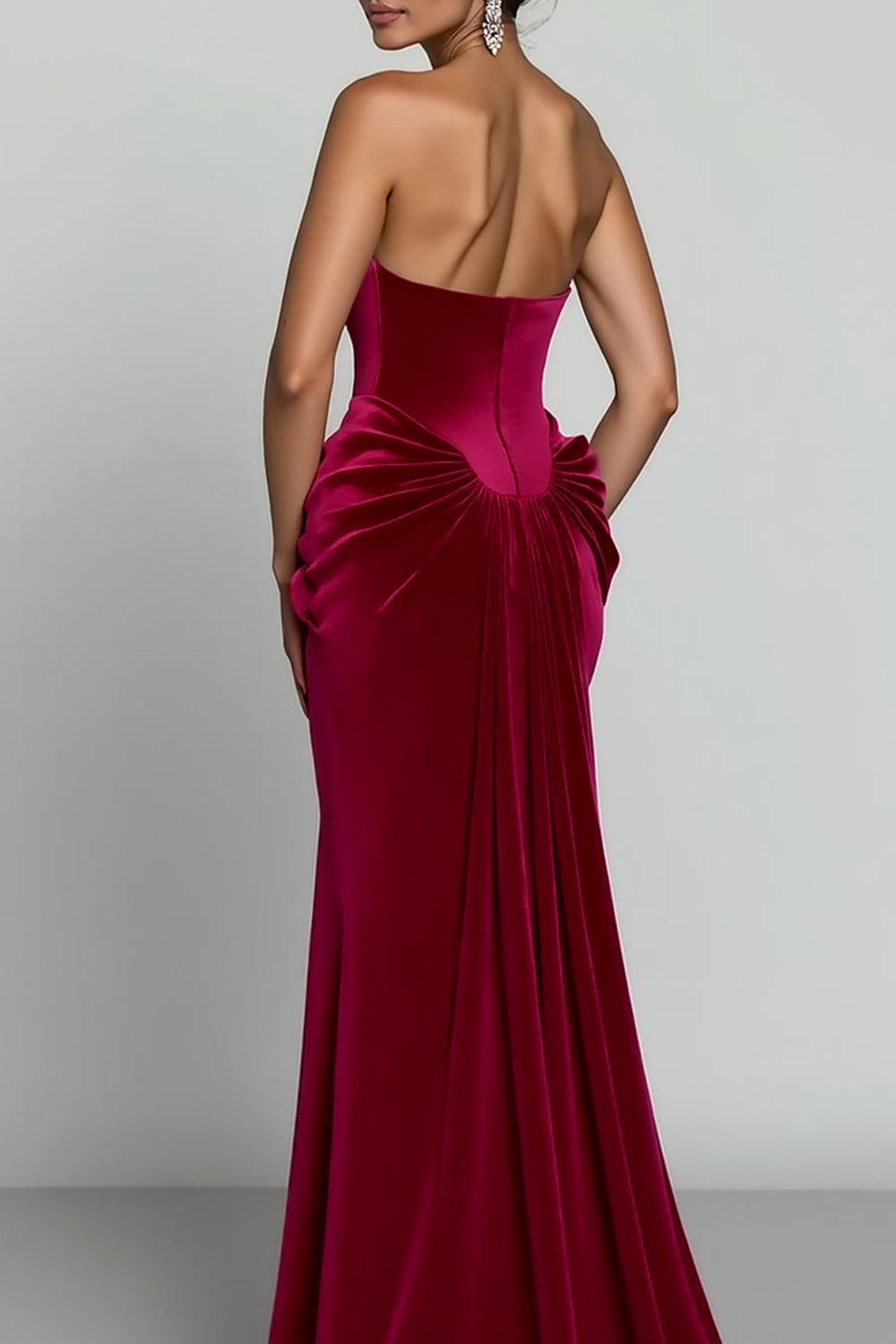 Cabernet Mermaid Strapless Long Formal Dress
