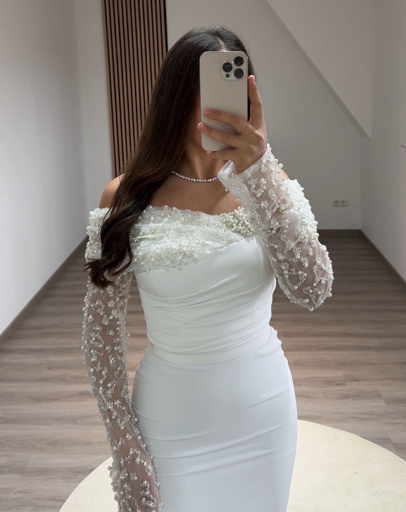 Sparkly Long Sleeves Scoop Appliques Sequins Evening Dress