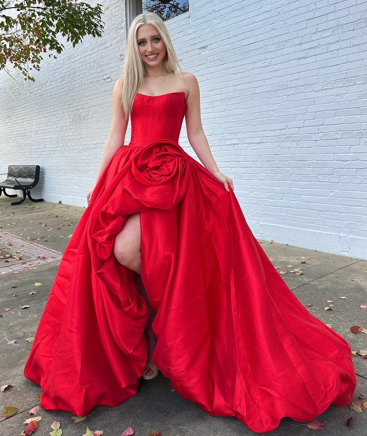 Women's A Line Satin Corset Long Prom Dresses Strapless Evening Gowns