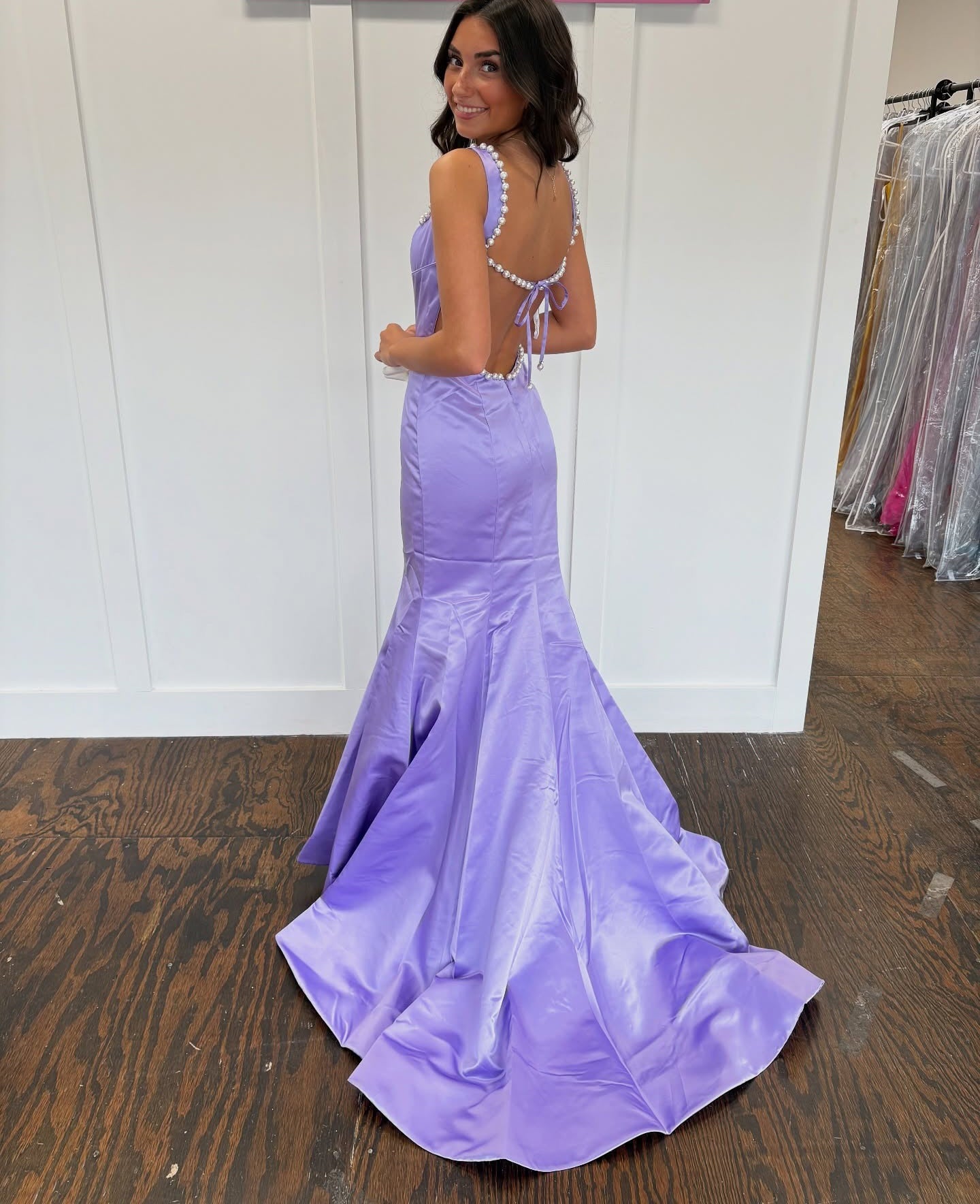 Mermaid Satin Crystal Beaded Prom Dresses
