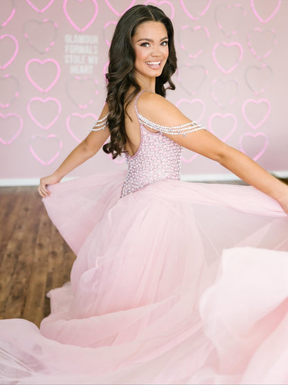 A Line Chiffon Sweetheart Crystal Beaded Long Prom Dresses