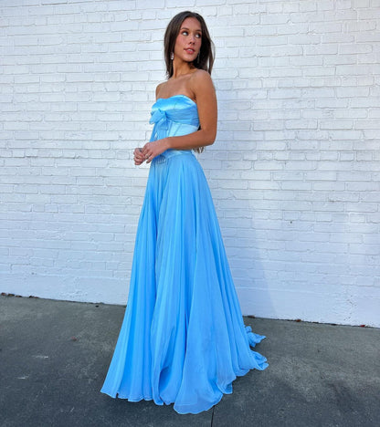 Chiffon Corset Prom Dresses Sweetheart Pleated Evening Party Gowns