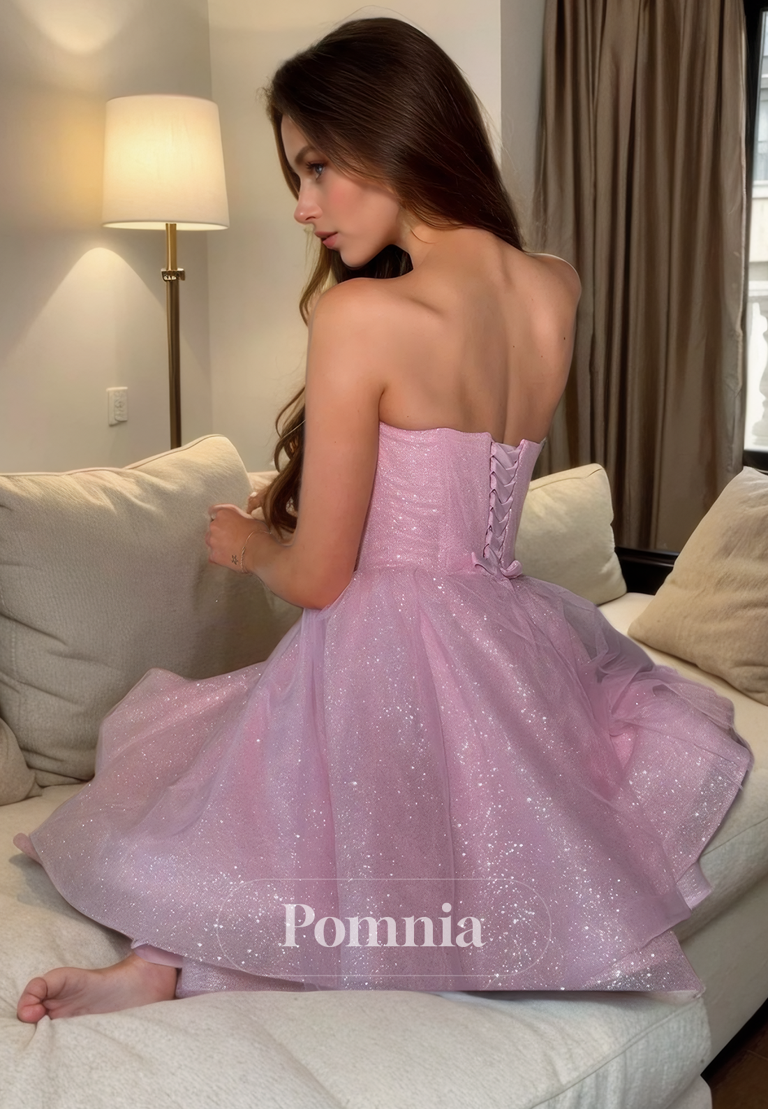 Cute A-Line Strapless Sleeveless Empire-Waist Pleated Short Homecoming Dress