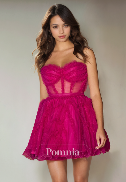 A-Line Strapless Sweetheart Sleeveless Empire-Waist Short Homecoming Dress