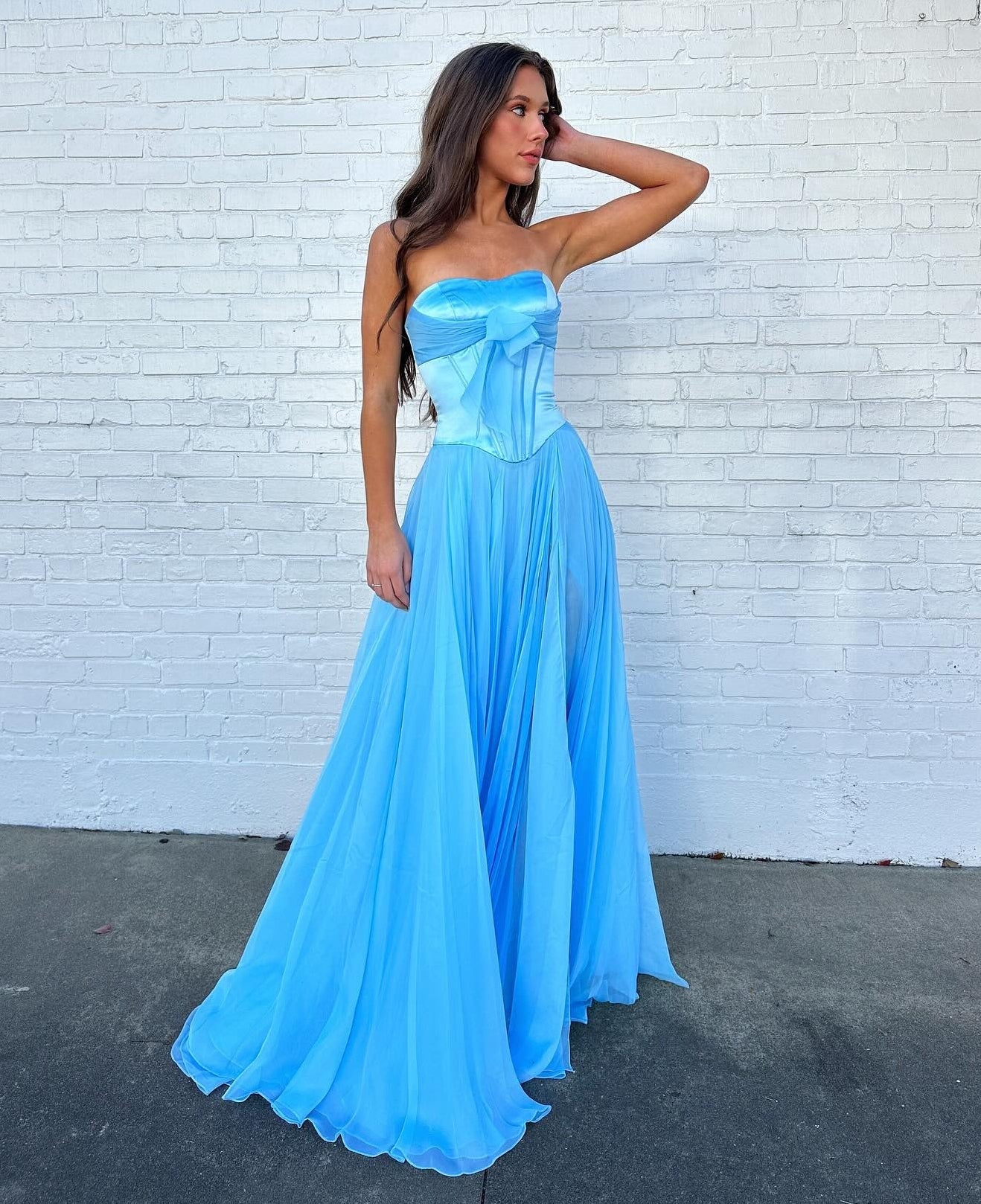 Chiffon Corset Prom Dresses Sweetheart Pleated Evening Party Gowns