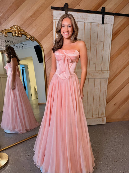 Chiffon Corset Prom Dresses Sweetheart Pleated Evening Party Gowns