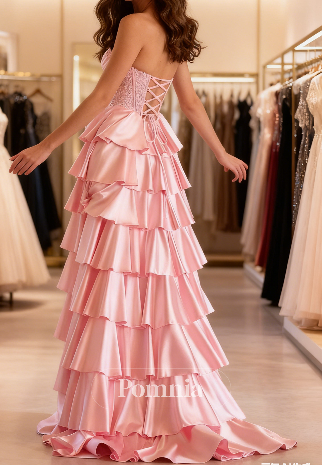 Blushing Pink Sleeveless Sweetheart Ruffles Prom Dress