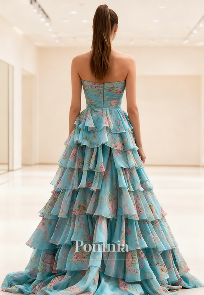 Simple Sleeveless Strapless Ruffles A-Line Prom Dress