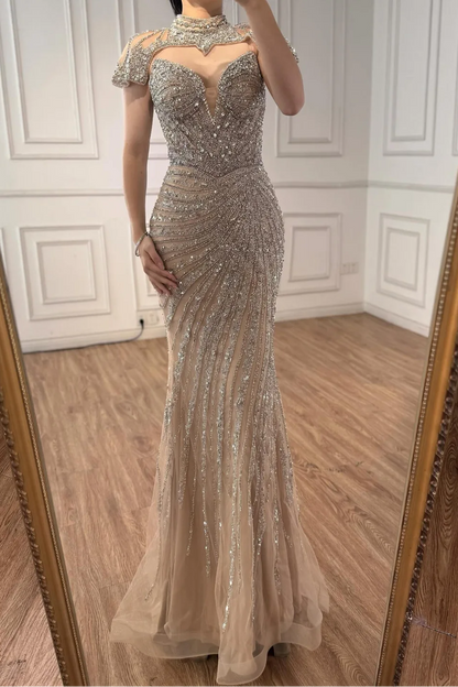 Charming Sleeveless Long Mermaid Prom Dress With Beading Vest