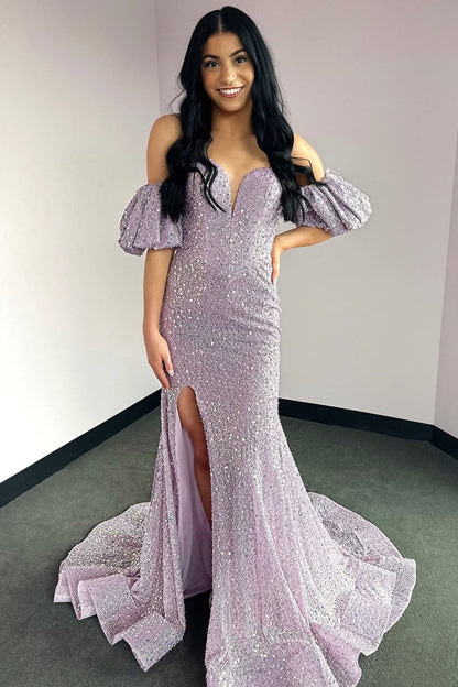 Mermaid Glittery Sequin Beaded Prom Dresses Long Sweetheart Party Dresses