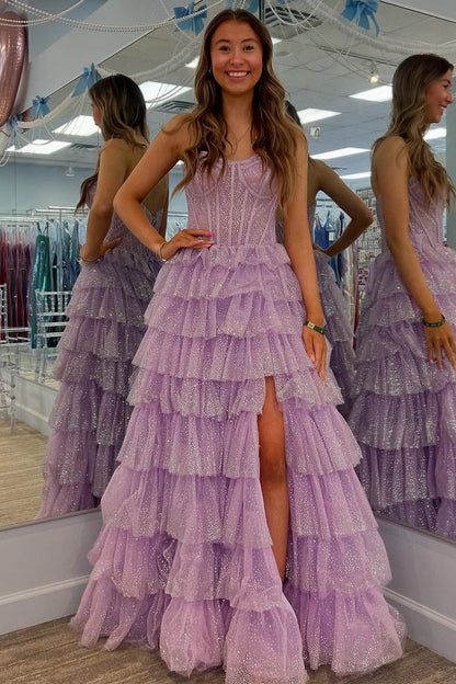 Elegant Glittery Tulle Prom Dresses Sweetheart A Line Evening Gowns