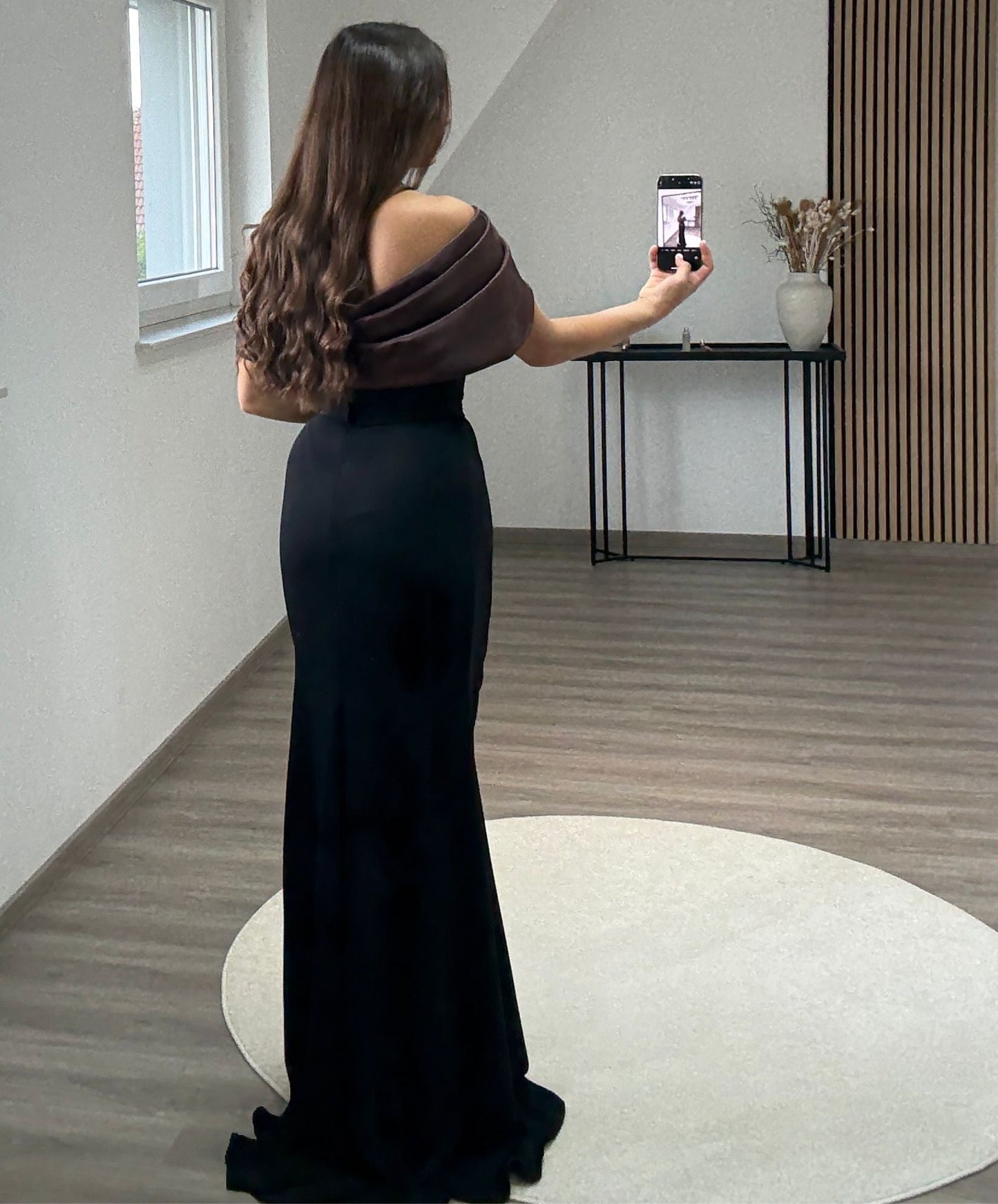 Off Shoulder V-Neck Beads Cap Sleeves High Split Pleats Evening Formal Dress