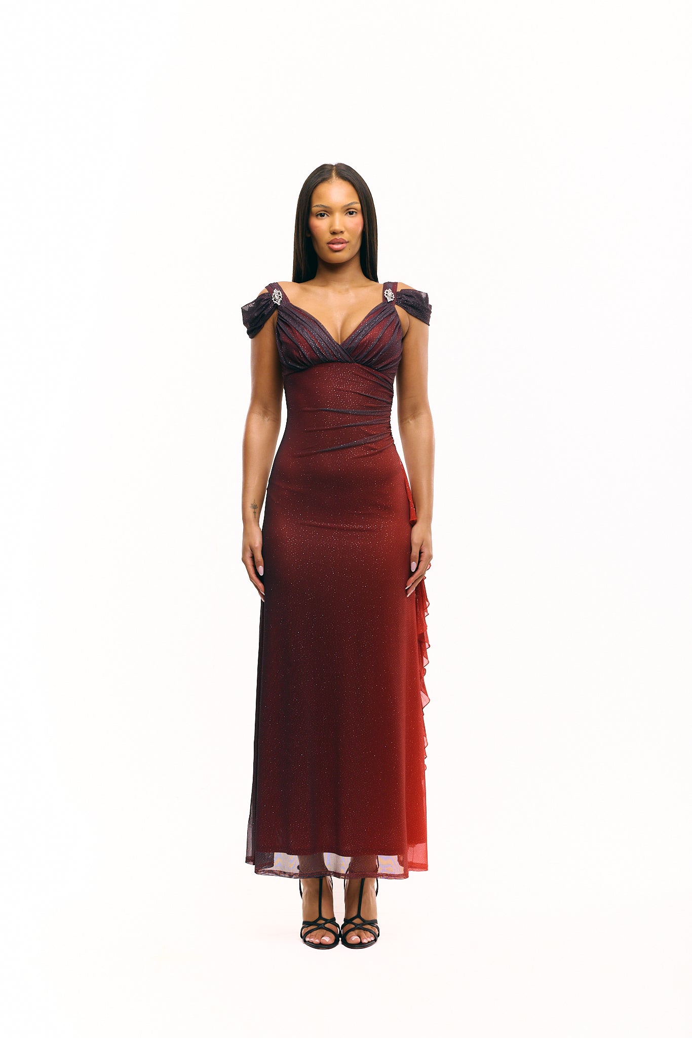 The Red Spaghetti Straps Midnight Skies Gown