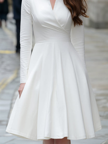 White Shirt Dress With Pleated Skirt