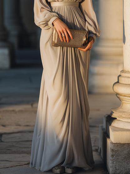 Draped Chiffon Off-Shoulder Goddess Evening Gown