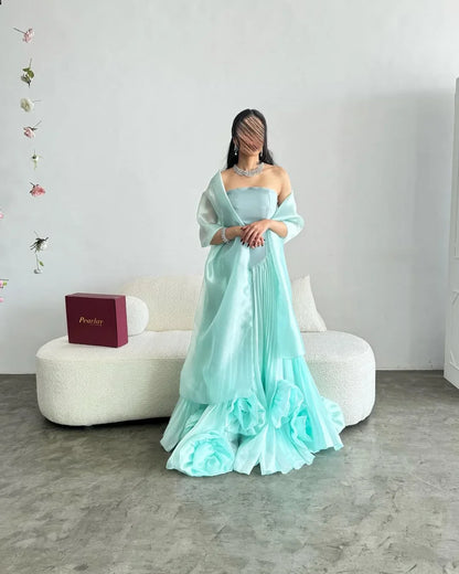 Stunning Mint Green Pleated Strapless Prom Dress