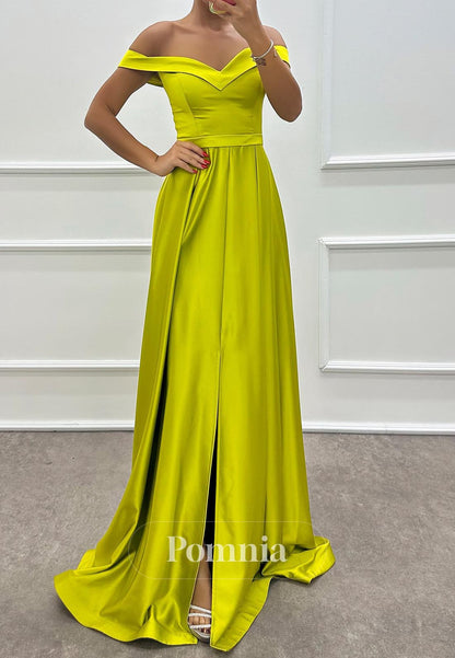 Simple A-Line Off-Shoulder Empire-Waist Evening Dress