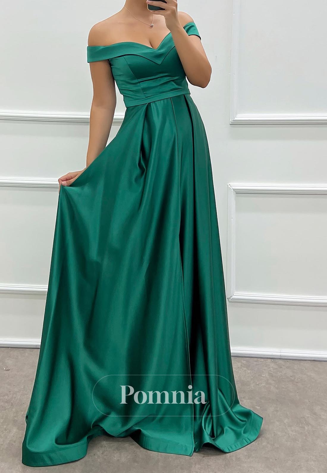 Simple A-Line Off-Shoulder Empire-Waist Evening Dress